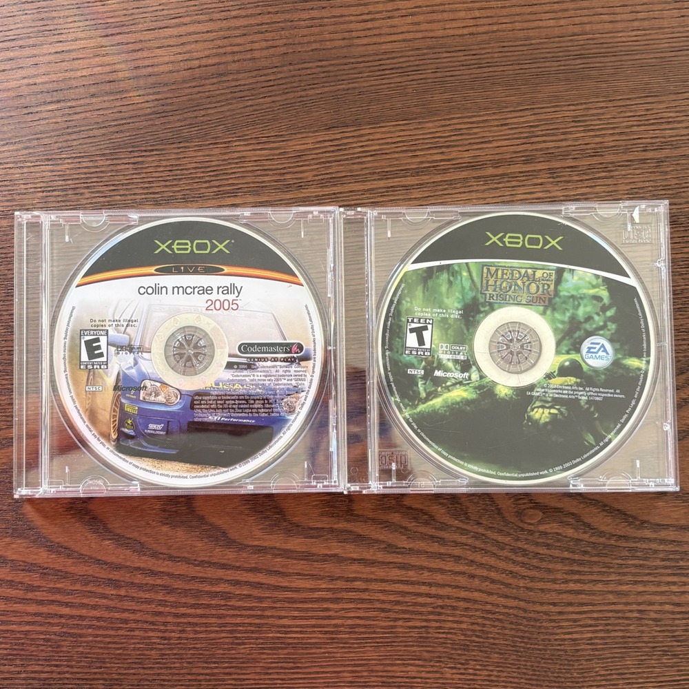Microsoft Xbox Video Game Bundle Colin McRae Rally 2005 Medal of Honor Good Disc